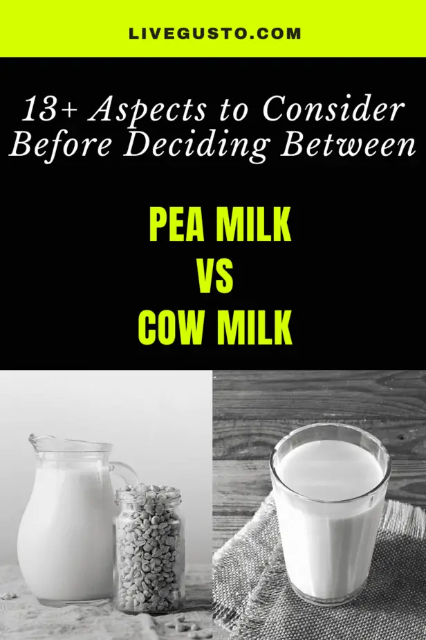 Pea milk versus cow milk