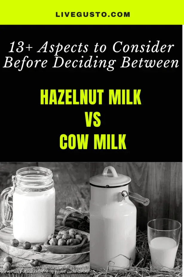 Hazelnut milk versus cow milk