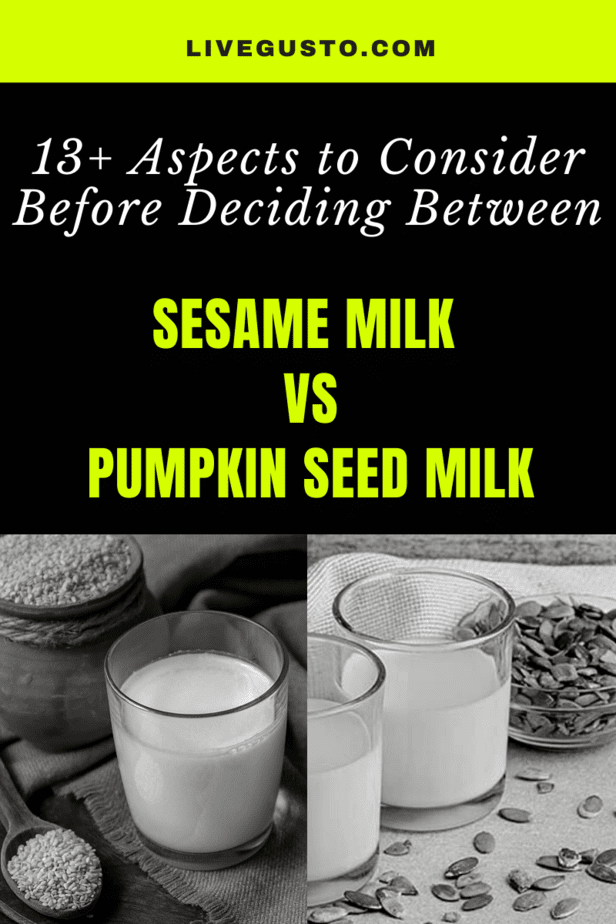 Sesame milk versus pumpkin seed milk