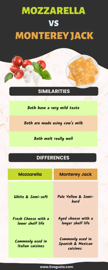 mozzarella cheese vs Monterey jack