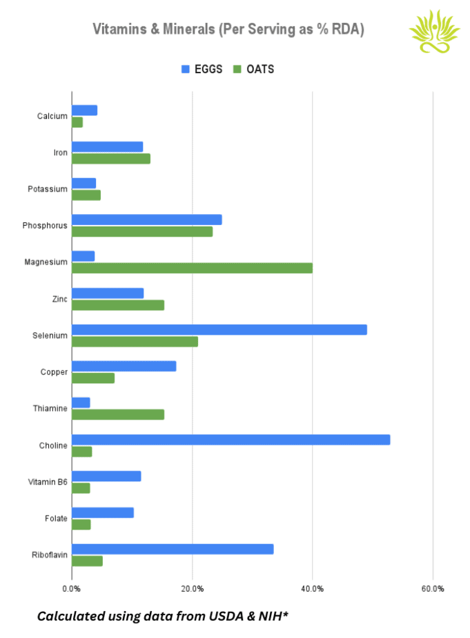 Eggs vs Oats Iron and Other vitamins and minerals